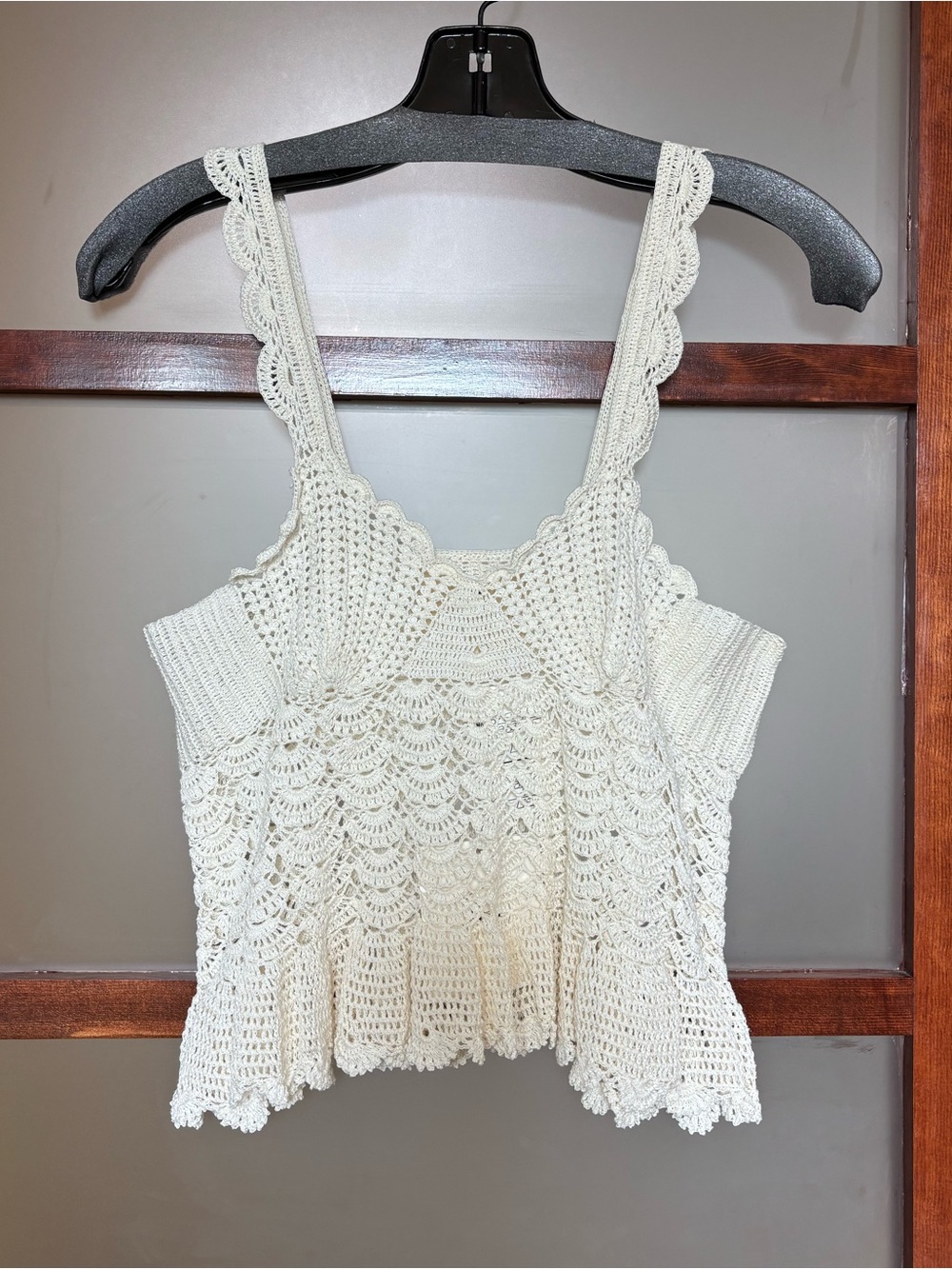 Carolina K Hand Crocheted Scallop-Edge Tank Top - Cream